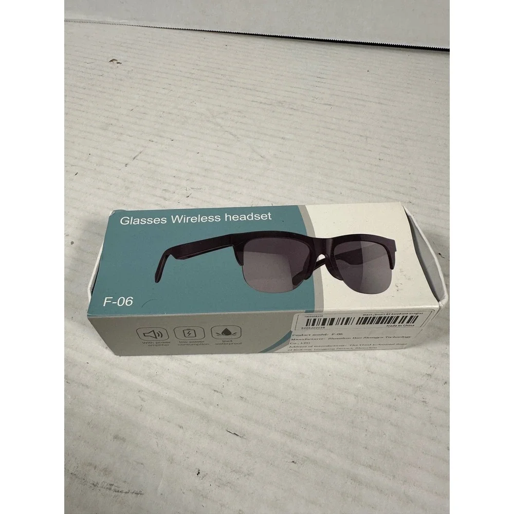 F-06 Smart Wireless‎ Bluetooth Headset Sunglasses Black UV Proof IPX4 Waterproof